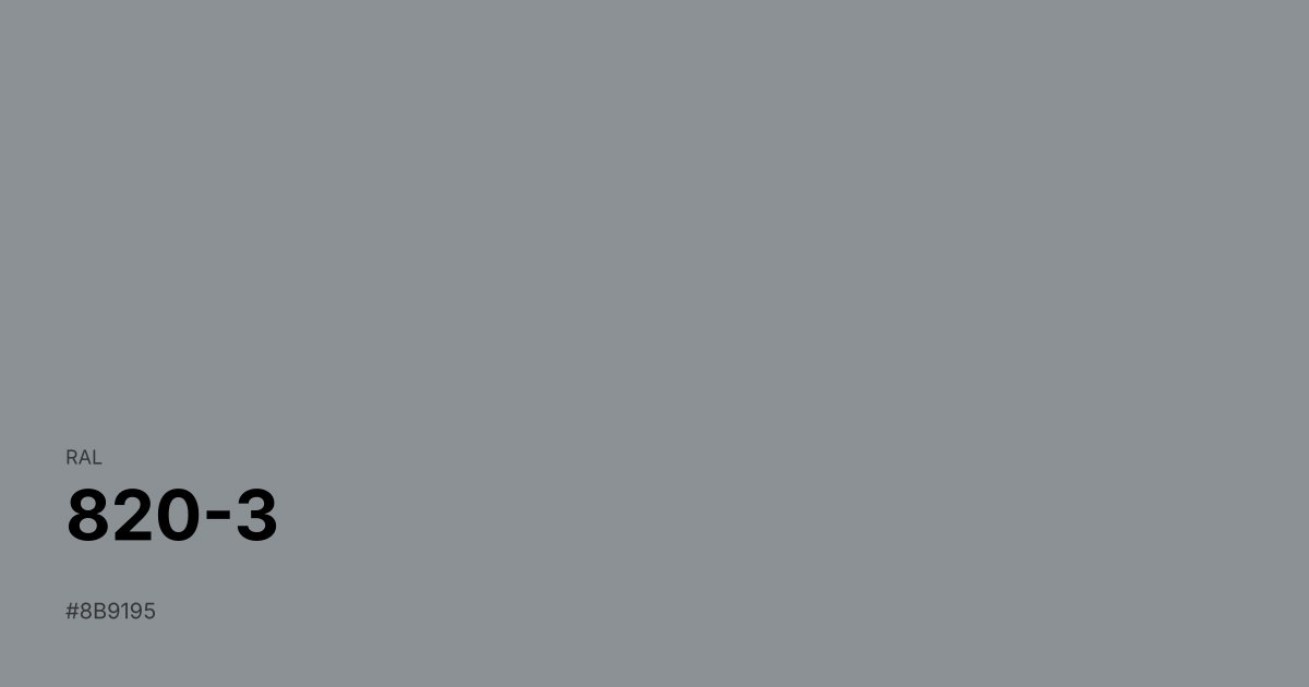 RAL 820-3 color swatch - #8b9195 hex code for design, paint, and coating reference