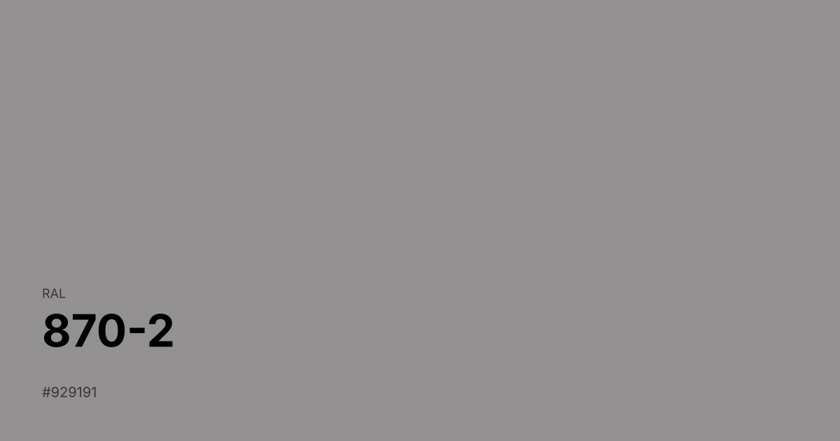 RAL 870-2 color swatch - #929191 hex code for design, paint, and coating reference