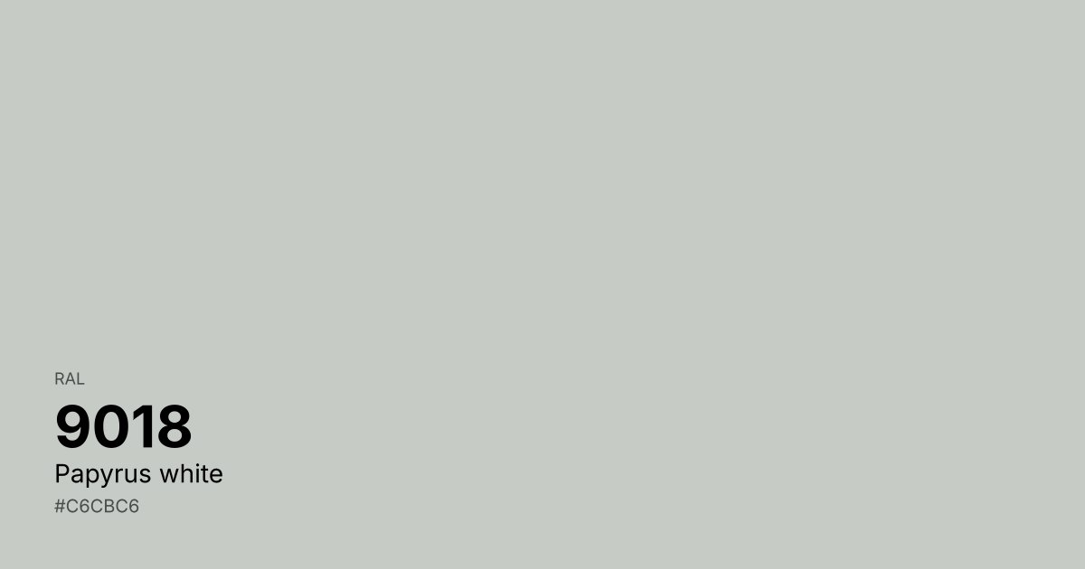 RAL 9018 Papyrus white color swatch - #c6cbc6 hex code for design, paint, and coating reference