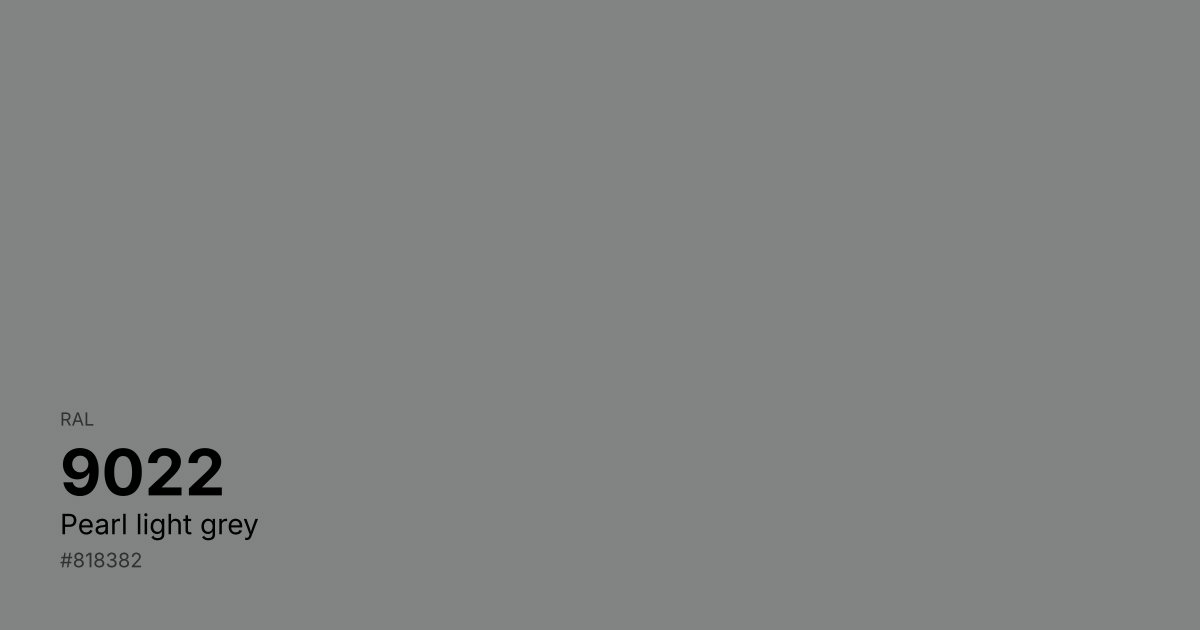 RAL 9022 Pearl light grey color swatch - #818382 hex code for design, paint, and coating reference
